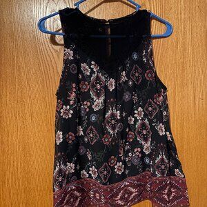 Black and pink floral tank